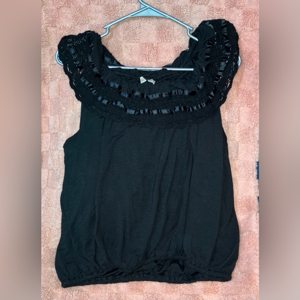 Madison Black Ruffled Blouse